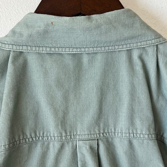 J. Jill Petite MP Teal Blue Corduroy Pintuck Button Up Shirt Blouse Cotton - Picture 5 of 12